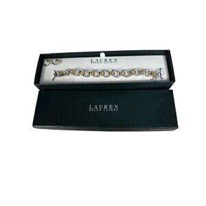 Lauren Ralph Lauren NEW Jewelry Set Bracelet & Hoop Earrings Two-Tone w/ Box